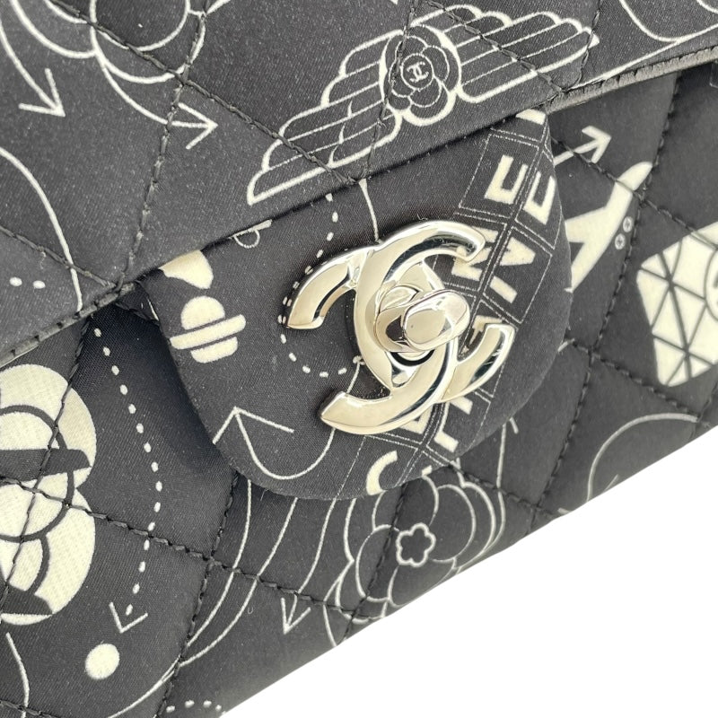 シャネル CHANEL マトラッセ25 アイコンプリント AO1112 ブラック SV金具 サテン レディース ショルダーバッグ