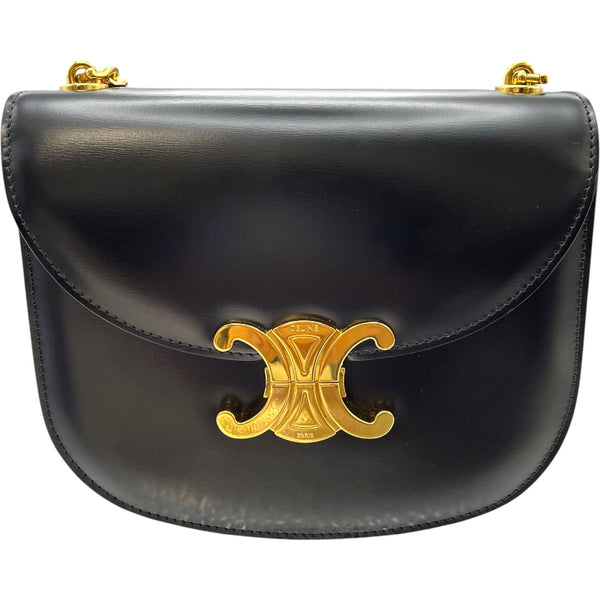セリーヌ CELINE トリオンフ チェーン ブザス クレア ブラック GD金具 シャイニーカーフ レディース ショルダーバッグ