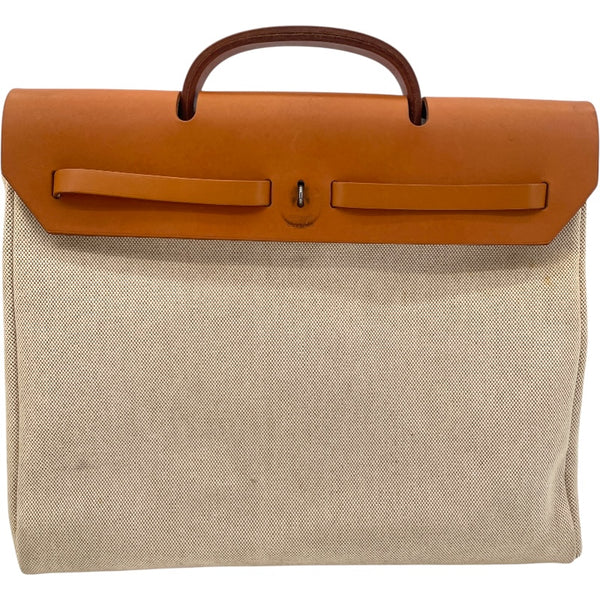 エルメス HERMES エールバッグMM □E刻印 ベージュ SV金具 トワル レディース ショルダーバッグ