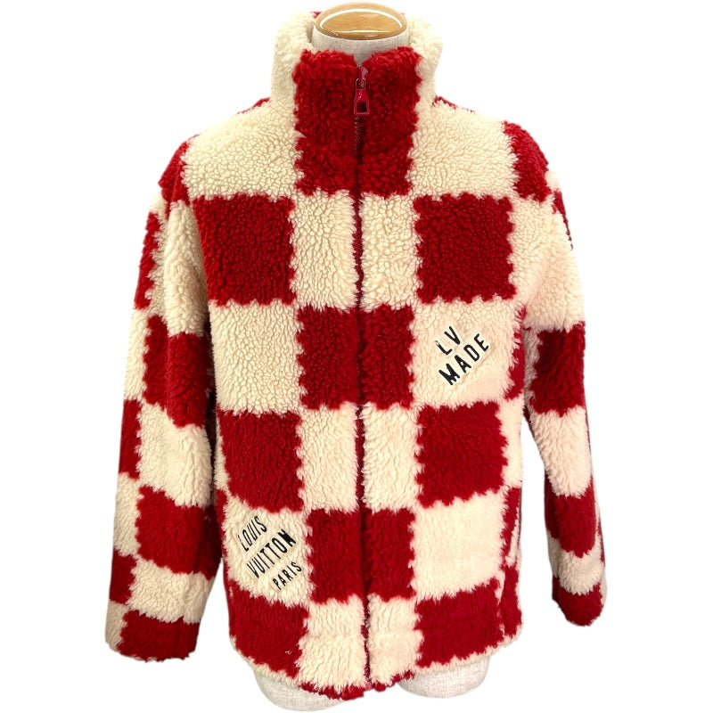 ルイ・ヴィトン LOUIS VUITTON ×NIGO ダミエ柄フリースジャケット HMY04W レッド・アイボリー ポリエステル メンズ その他アウター