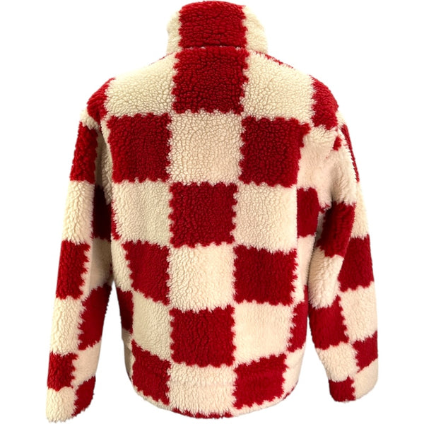 ルイ・ヴィトン LOUIS VUITTON ×NIGO ダミエ柄フリースジャケット HMY04W レッド・アイボリー ポリエステル メンズ その他アウター