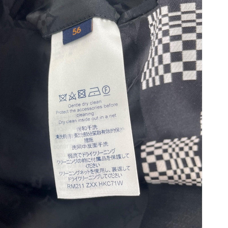 ルイ・ヴィトン LOUIS VUITTON ディストーテッドダミエカーコート HKC71W ブラック/ホワイト ウール ポリエステル メンズ その他アウター