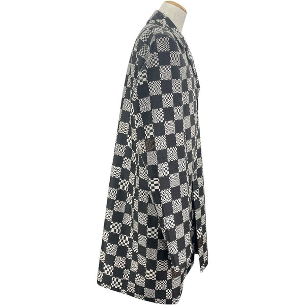 ルイ・ヴィトン LOUIS VUITTON ディストーテッドダミエカーコート HKC71W ブラック/ホワイト ウール ポリエステル メンズ その他アウター