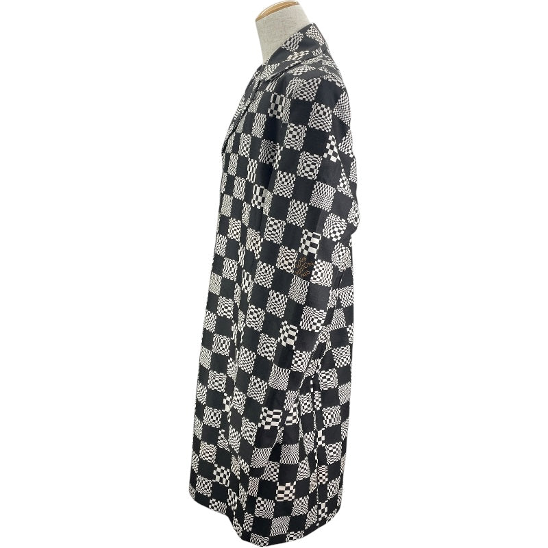 ルイ・ヴィトン LOUIS VUITTON ディストーテッドダミエカーコート HKC71W ブラック/ホワイト ウール ポリエステル メンズ その他アウター