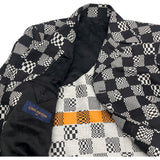 ルイ・ヴィトン LOUIS VUITTON ディストーテッドダミエカーコート HKC71W ブラック/ホワイト ウール ポリエステル メンズ その他アウター