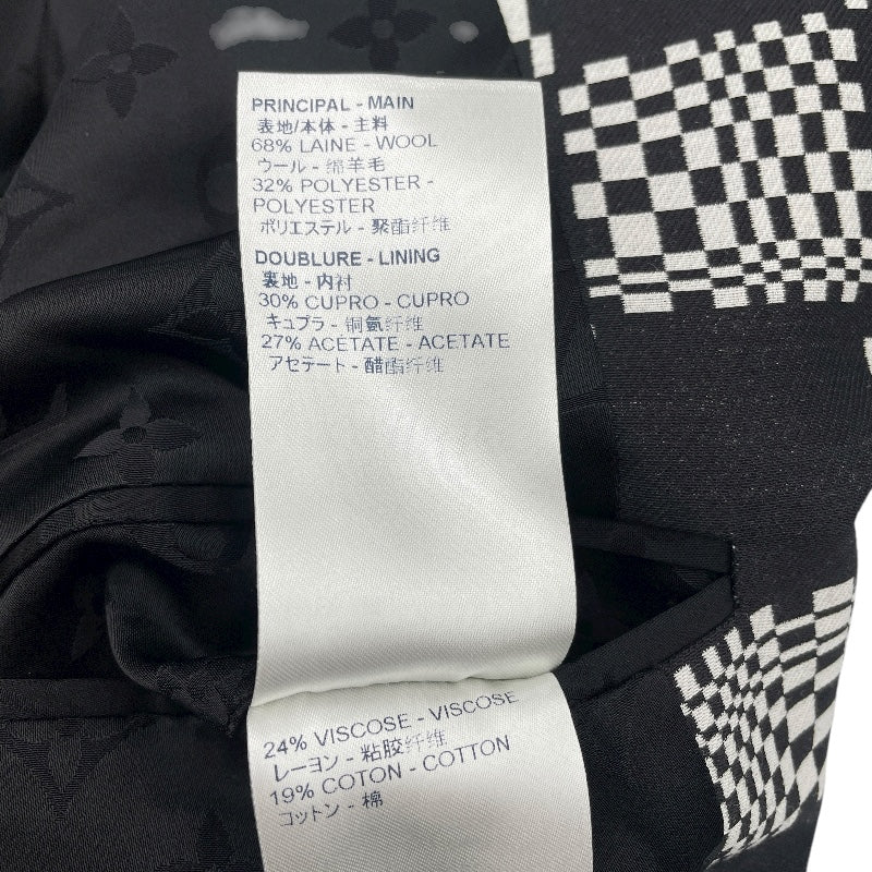 ルイ・ヴィトン LOUIS VUITTON ディストーテッドダミエカーコート HKC71W ブラック/ホワイト ウール ポリエステル メンズ その他アウター