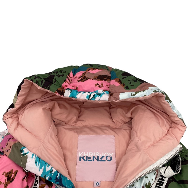 ケンゾー KENZO 総柄ショートダウンジャケット ピンク ナイロン