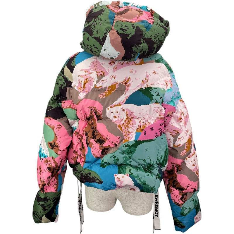 ケンゾー KENZO 総柄ショートダウンジャケット ピンク ナイロン