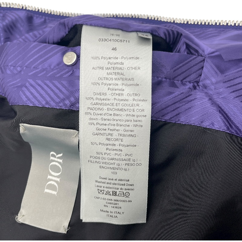 クリスチャン・ディオール Christian Dior CDダイヤモンド総柄ダウンベスト 033C410C5711 パープル ナイロン メンズ ダウンベスト
