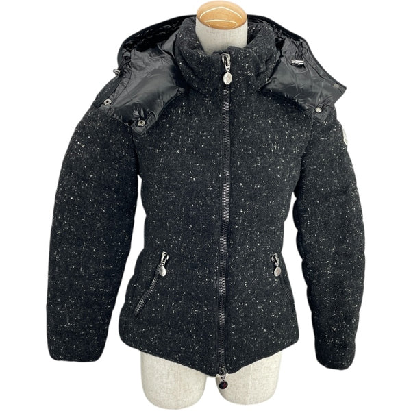 モンクレール MONCLER ASTEREツイードダウンジャケット 46968 ブラック ウール レディース ダウンジャケット