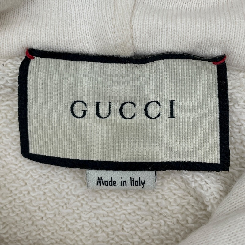 グッチ GUCCI ロゴプリントスウェットパーカー 454585 アイボリー コットン メンズ パーカー