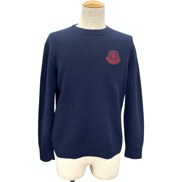 モンクレール MONCLER ロゴワッペンニットセーター ネイビー 羊毛 メンズ セーター
