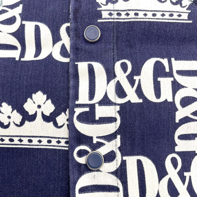 ドルチェ＆ガッバーナ Dolce & Gabbana ロゴ総柄プリント長袖シャツ G5FY4D ネイビー コットン メンズ 長袖シャツ