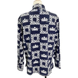 ドルチェ＆ガッバーナ Dolce & Gabbana ロゴ総柄プリント長袖シャツ G5FY4D ネイビー コットン メンズ 長袖シャツ