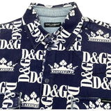 ドルチェ＆ガッバーナ Dolce & Gabbana ロゴ総柄プリント長袖シャツ G5FY4D ネイビー コットン メンズ 長袖シャツ