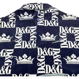 ドルチェ＆ガッバーナ Dolce & Gabbana ロゴ総柄プリント長袖シャツ G5FY4D ネイビー コットン メンズ 長袖シャツ