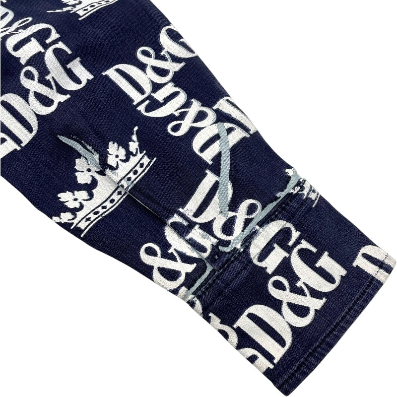 ドルチェ＆ガッバーナ Dolce & Gabbana ロゴ総柄プリント長袖シャツ G5FY4D ネイビー コットン メンズ 長袖シャツ