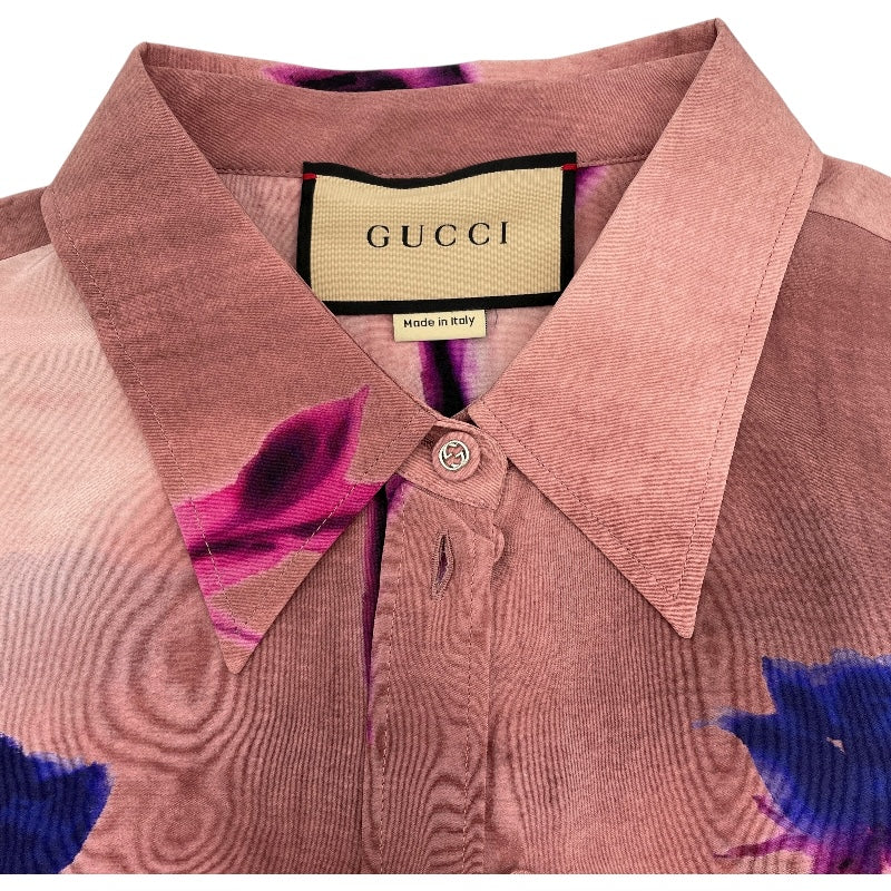 グッチ GUCCI フローラルシルクブラウス 779352 ピンク シルク レディース ブラウス
