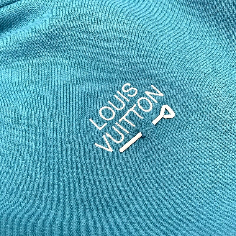 ルイ・ヴィトン LOUIS VUITTON シグネチャーロゴスウェットパーカー HNY56W ブルー コットン メンズ パーカー