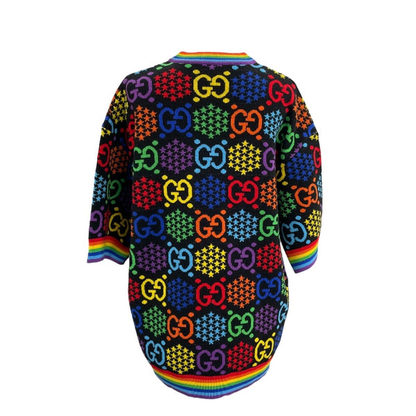 グッチ GUCCI GGサイケデリックオーバーサイズニットシャツ 611260 ブラック ウール メンズ 半袖シャツ