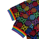 グッチ GUCCI GGサイケデリックオーバーサイズニットシャツ 611260 ブラック ウール メンズ 半袖シャツ