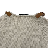 グッチ GUCCI レザーベルト装飾ニットセーター 683716 アイボリー ウール メンズ セーター