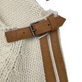 グッチ GUCCI レザーベルト装飾ニットセーター 683716 アイボリー ウール メンズ セーター