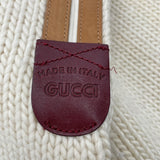グッチ GUCCI レザーベルト装飾ニットセーター 683716 アイボリー ウール メンズ セーター
