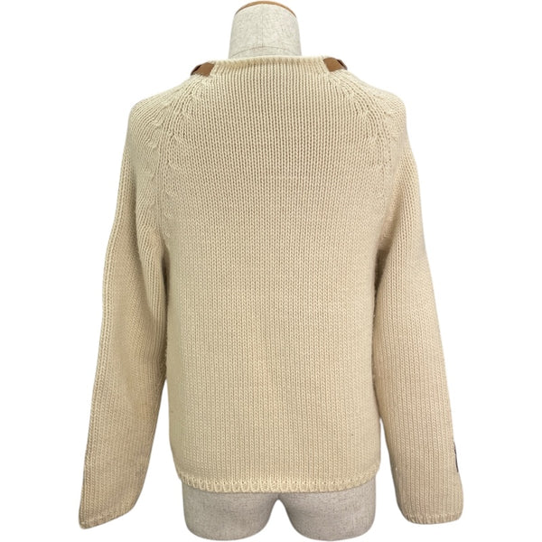 グッチ GUCCI レザーベルト装飾ニットセーター 683716 アイボリー ウール メンズ セーター