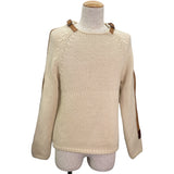 グッチ GUCCI レザーベルト装飾ニットセーター 683716 アイボリー ウール メンズ セーター