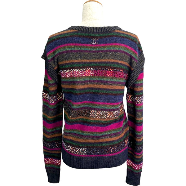 シャネル CHANEL ビジュー装飾ニットセーター P44969 マルチカラー ウール レディース セーター