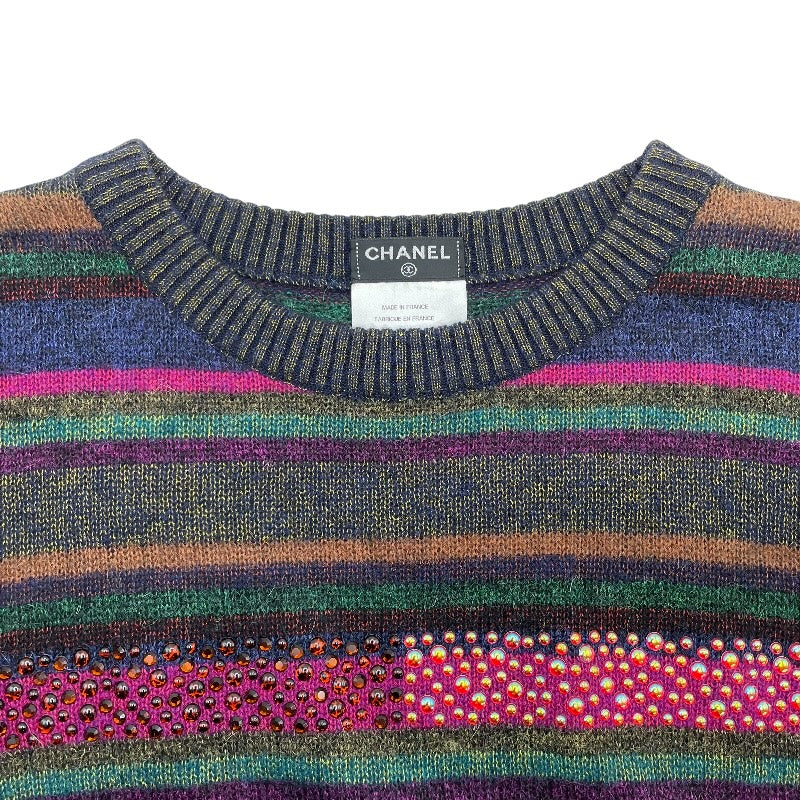 シャネル CHANEL ビジュー装飾ニットセーター P44969 マルチカラー ウール レディース セーター