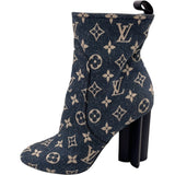 ルイ・ヴィトン LOUIS VUITTON シルエットラインモノグラムデニムブーツ NL1201 ブルー デニム/レザー レディース ブーツ