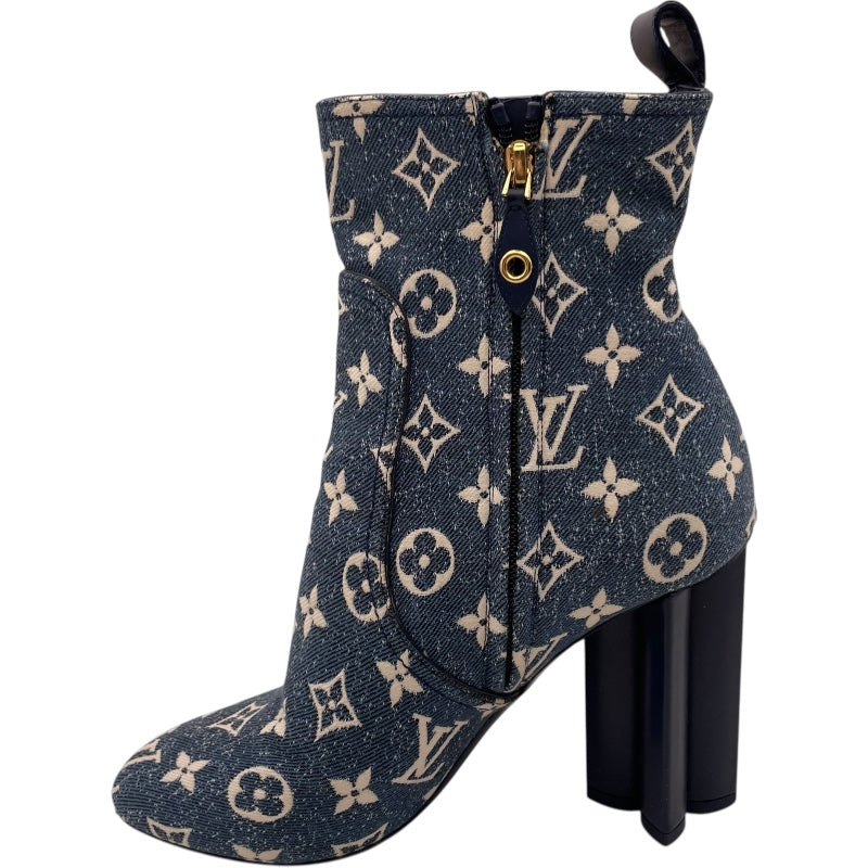 ルイ・ヴィトン LOUIS VUITTON シルエットラインモノグラムデニムブーツ NL1201 ブルー デニム/レザー レディース ブーツ
