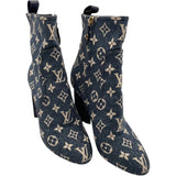 ルイ・ヴィトン LOUIS VUITTON シルエットラインモノグラムデニムブーツ NL1201 ブルー デニム/レザー レディース ブーツ