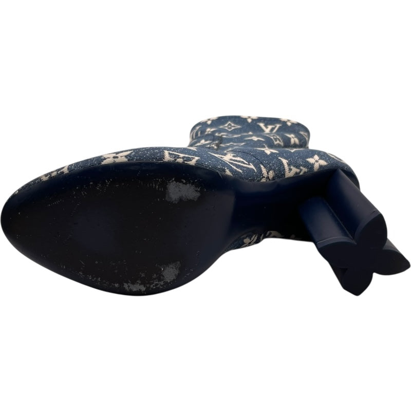 ルイ・ヴィトン LOUIS VUITTON シルエットラインモノグラムデニムブーツ NL1201 ブルー デニム/レザー レディース ブーツ