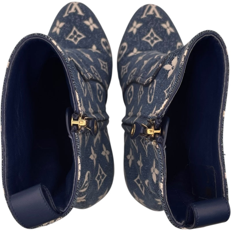 ルイ・ヴィトン LOUIS VUITTON シルエットラインモノグラムデニムブーツ NL1201 ブルー デニム/レザー レディース ブーツ