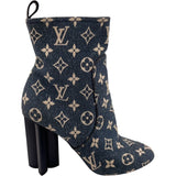 ルイ・ヴィトン LOUIS VUITTON シルエットラインモノグラムデニムブーツ NL1201 ブルー デニム/レザー レディース ブーツ