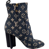 ルイ・ヴィトン LOUIS VUITTON シルエットラインモノグラムデニムブーツ NL1201 ブルー デニム/レザー レディース ブーツ