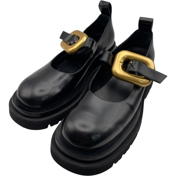 美品ボッテガヴェネタbottegaveneta.ラグメリージェーン.ブラック36 ボッテガ・ヴェネタ BOTTEGA VENETA ラグメリージェーンローファー