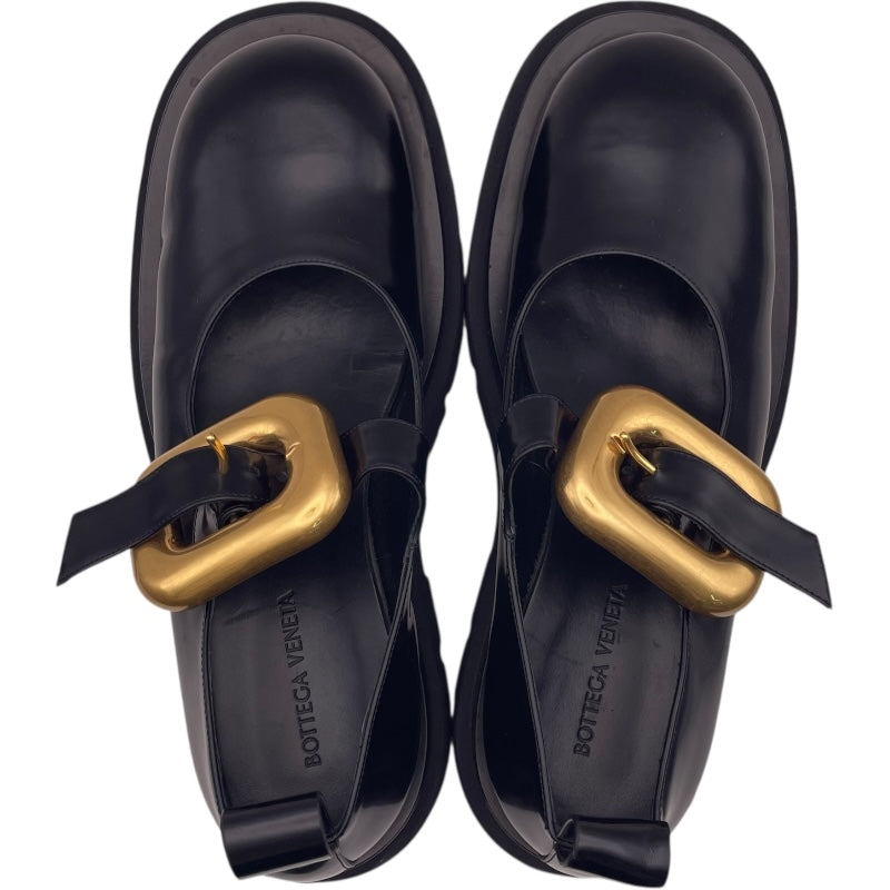 ボッテガ・ヴェネタ BOTTEGA VENETA ラグメリージェーンローファー 729884 ブラック レザー レディース ローファー