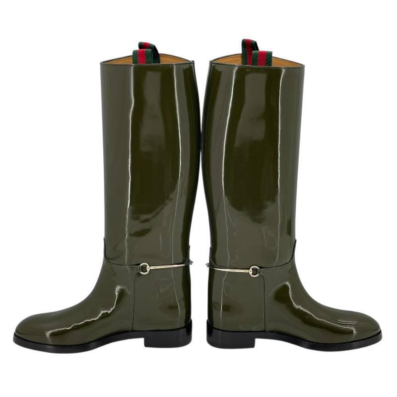 グッチ GUCCI スリムホースビット付ロングブーツ 805312 グリーン レディース ブーツ