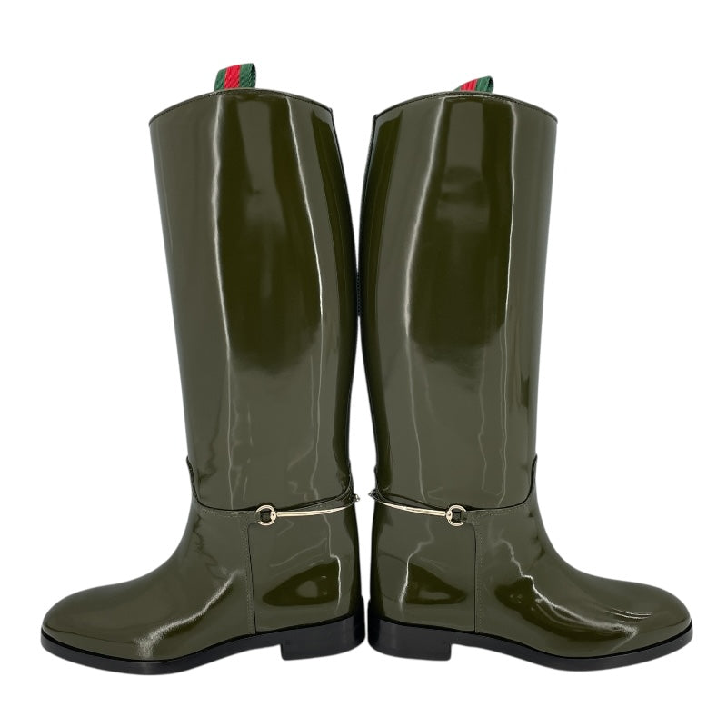グッチ GUCCI スリムホースビット付ロングブーツ 805312 グリーン レディース ブーツ