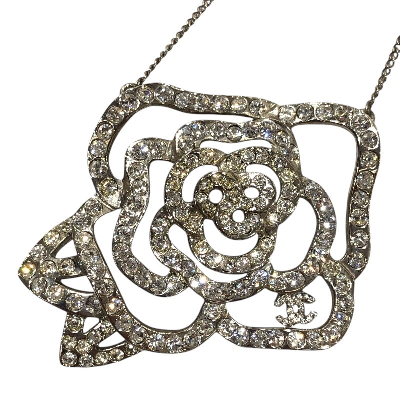 シャネル CHANEL カメリアココマークネックレス シルバー ラインストーン　メタル　SV ジュエリー