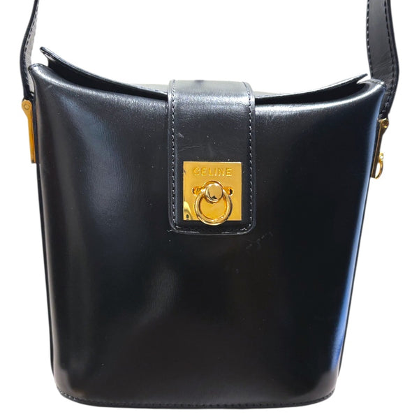 セリーヌ CELINE ガンチーニショルダーバッグ ブラック レザー レディース ショルダーバッグ