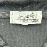 エルメス HERMES ロゴ刺繍半袖ポロシャツ ブラック コットン メンズ 半袖Ｔシャツ