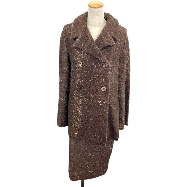 フェンディ FENDI シャギーニットジャケット&スカートセット ブラウン ポリエステル レディース セットアップ