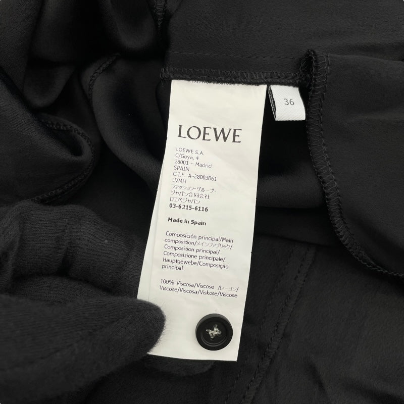 ロエベ LOEWE アナグラムロゴボタンロングワンピース S359Y09XF3 ブラック レーヨン レディース ワンピース