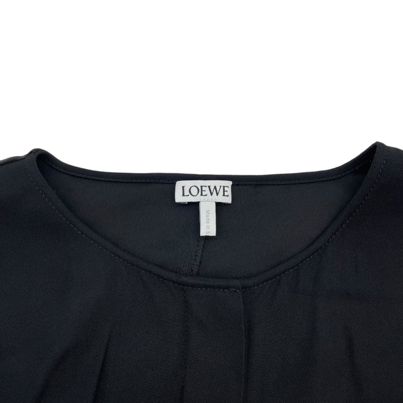 ロエベ LOEWE アナグラムロゴボタンロングワンピース S359Y09XF3 ブラック レーヨン レディース ワンピース