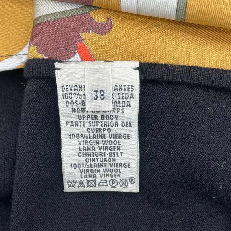 エルメス HERMES ツイルレーヌ切替ニットワンピース ブラック シルク/ウール レディース ワンピース